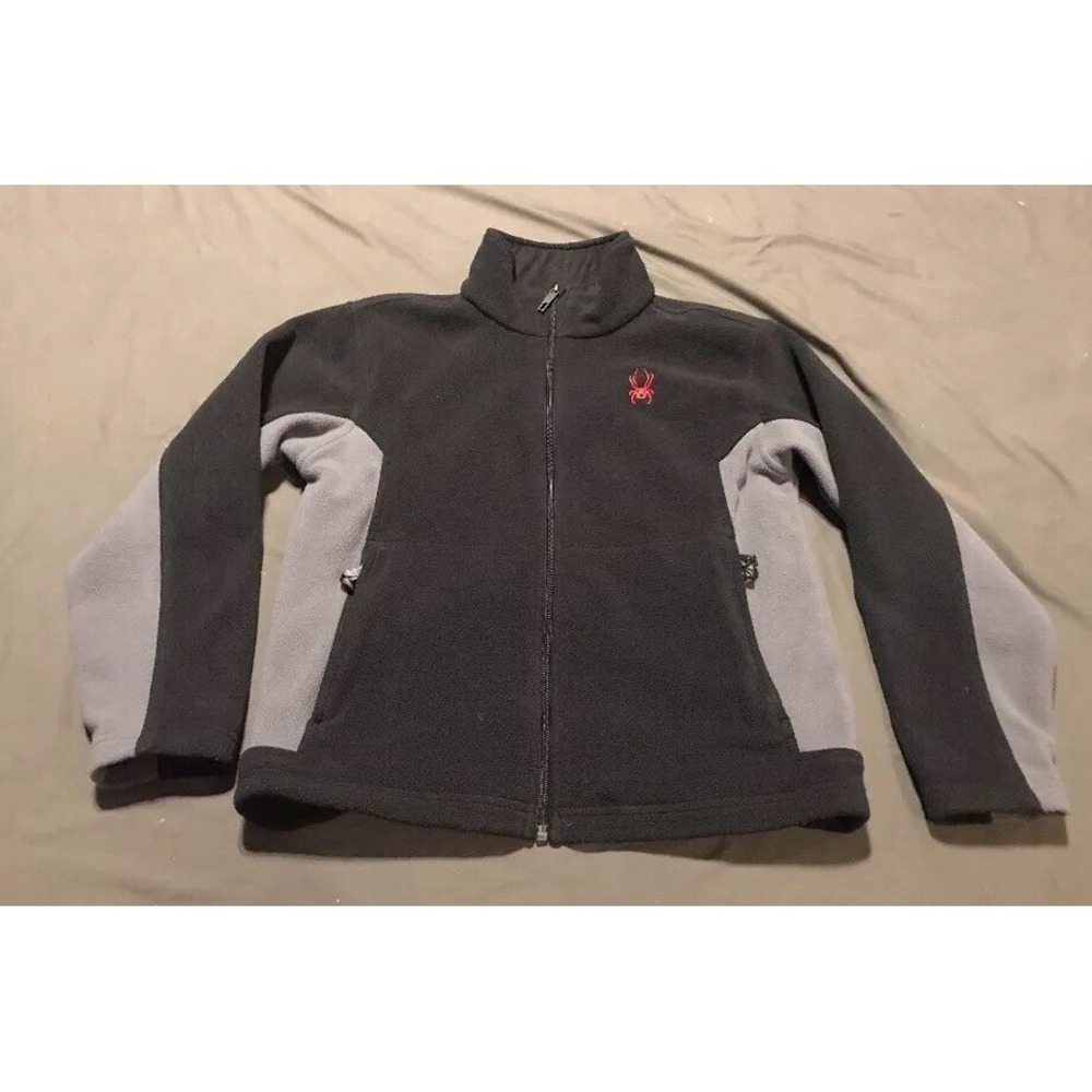 Spyder Youth Large‎ Boys Full Zip Fleece Jacket Gray Black